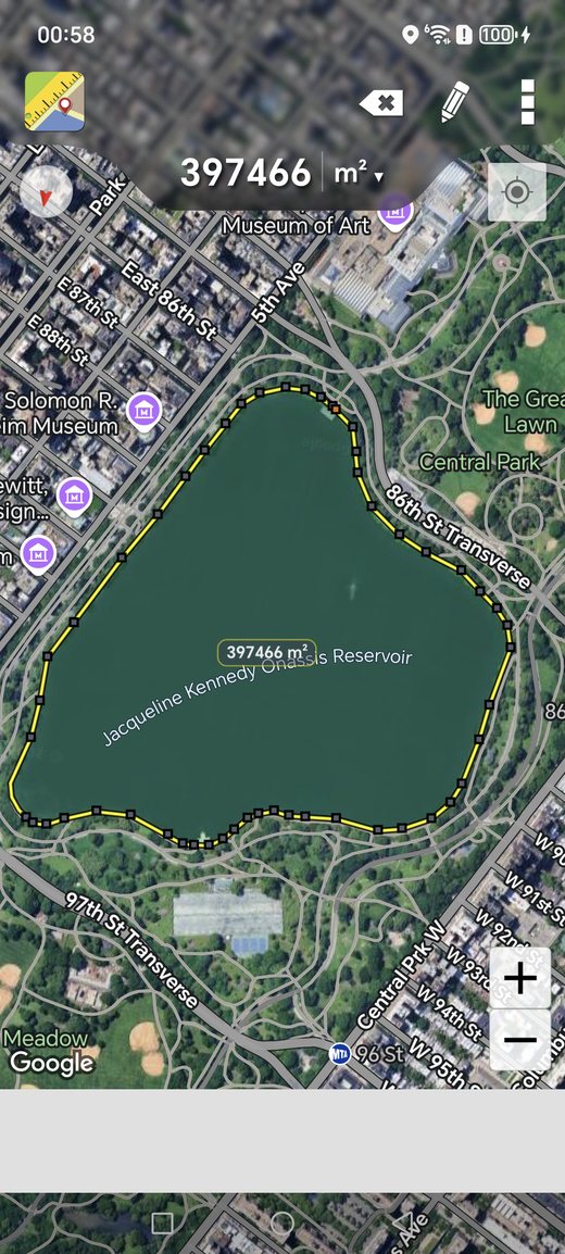 Maps Ruler measuring reservoir area